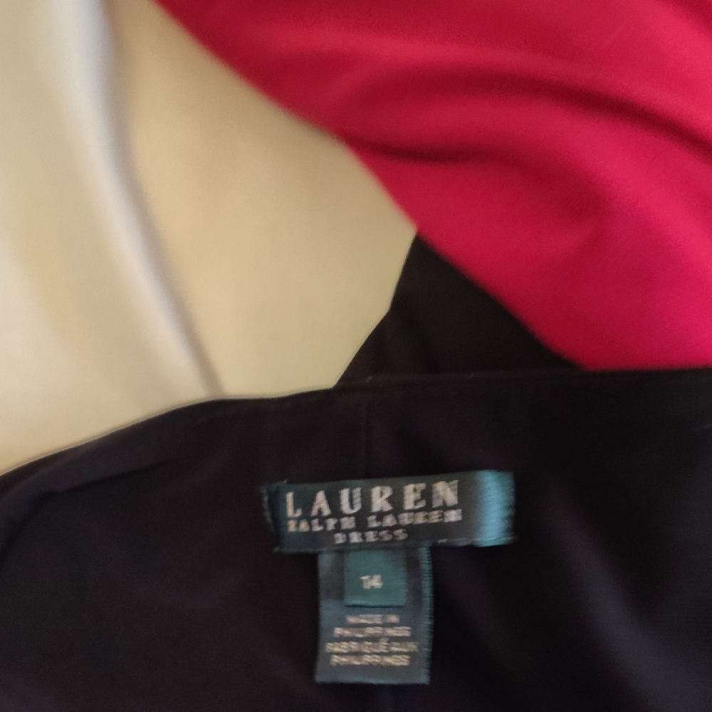 Lauren Ralph Lauren Asymmetrical Black and Pink Dress - Picture 4 of 4